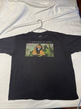 Disney Black Lion King Scar Graphic Tee with Color Illustration